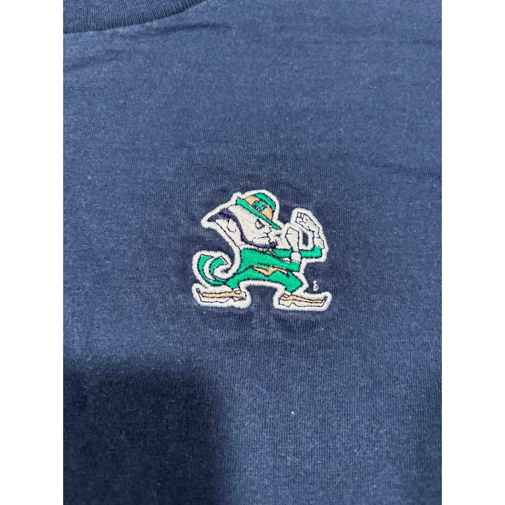 Vintage Nutmeg Mills Notre Dame Fighting Irish Leprechaun Navy T-Shirt Men M USA - Picture 2 of 5
